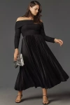 Hutch Plus Size Stockton Off The Shoulder Pleated Dress In Black