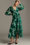 Hutch Long-sleeve V-neck Wrap Midi Dress In Multicolor