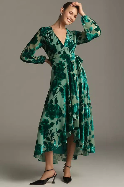 Hutch Long-sleeve V-neck Wrap Midi Dress In Multicolor