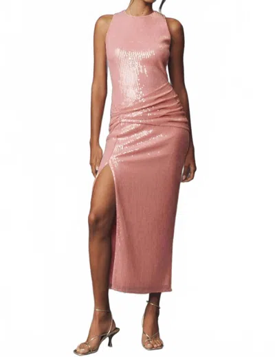 Hutch Lumi Sleeveless Sequin Ruched Maxi Dress In Pink