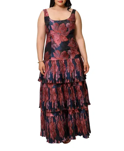 Hutch Luna Plus Drop Waist Tiered Dress In Multi