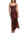 Hutch Plus Size Luxe Floral Ruched Long Dress In Copper Block Print Plumeria