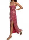 Hutch Luxe Gown In Fuchsia Shibori Floral In Pink