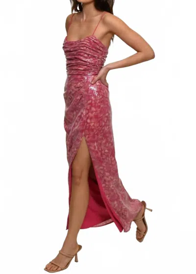 Hutch Luxe Gown In Fuchsia Shibori Floral In Pink
