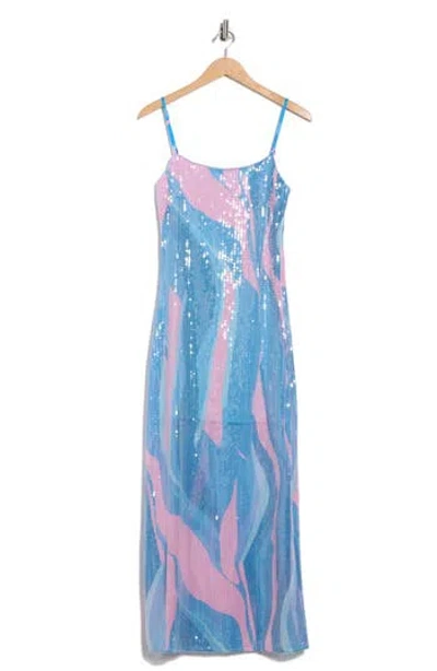 Hutch Lya Sequin Maxi Dress In Blue