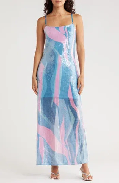 Hutch Lya Sequin Maxi Dress In Burgundy