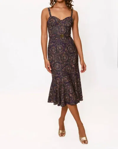 Hutch Lydia Dress In Navy Multi Speckled Swirls In Purple