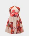 Hutch Mansi Flounce Floral-print Halter Mini Dress In Multi