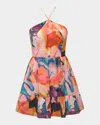 Hutch Mansi Flounce Floral-print Halter Mini Dress
