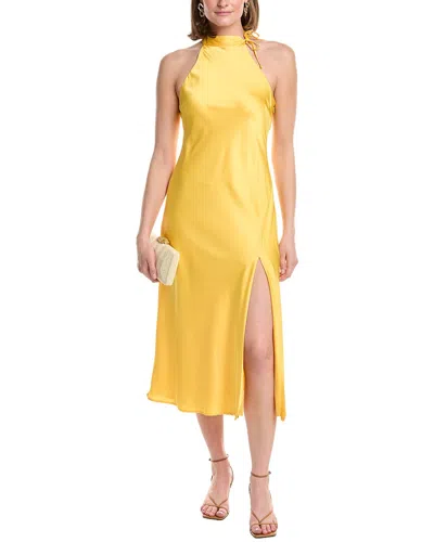 Hutch Mari Sleeveless Halter Midi Dress In Yellow