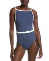 Hutch Bow Belt One-piece Swimsuit In Blue