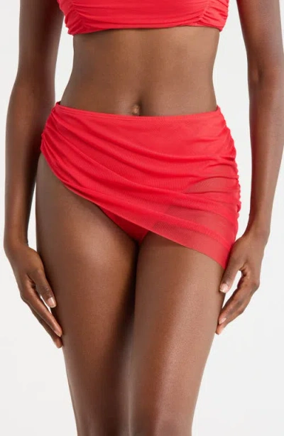 Hutch Mazina Skirted Bikini Bottoms In Red