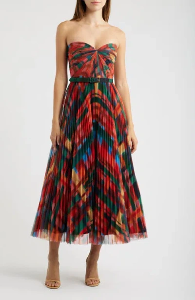 Hutch Meadow Strapless Pleated Gown In Multi