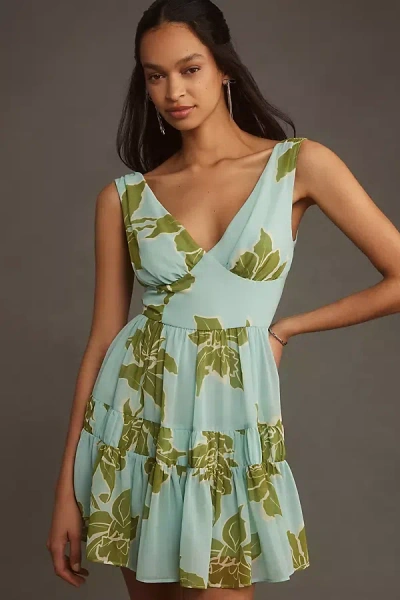 Hutch Mella Sleeveless V-neck Mini Dress In Green