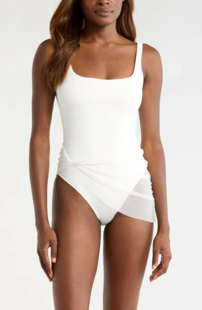 Hutch Mesh Overlay One-piece Swimsuit In White
