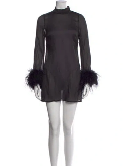 Pre-owned Hutch Mock Neck Mini Dress In Grey