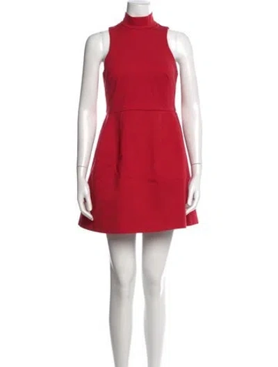 Pre-owned Hutch Mock Neck Mini Dress In Red