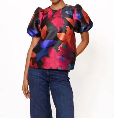 Hutch Nadine Short Sleeve Top In Navy Multi Floral