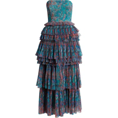 Hutch Nalina Tiered Strapless Maxi Dress In Orange