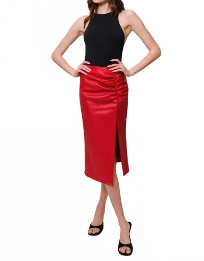 Hutch Nelly Ruched Midi Skirt In Red
