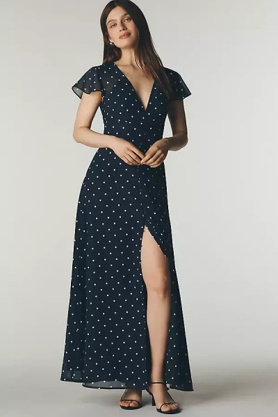 Hutch Nia Short-sleeve V-neck Maxi Dress In Black