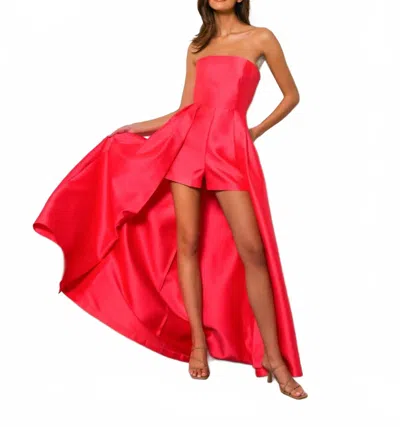 HUTCH NOLAN ROMPER DRESS IN HOT CORAL