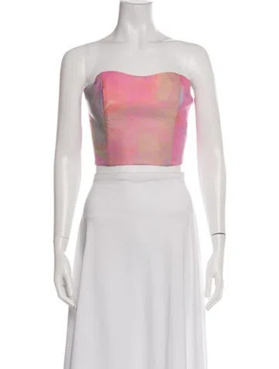 Pre-owned Hutch Nylon Printed Crop Top W/ Tags In Pink