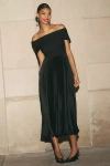 Hutch Stockton Off The Shoulder Pleated Dress In Black