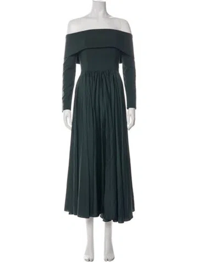 Pre-owned Hutch Off-the-shoulder Midi Length Dress In Green