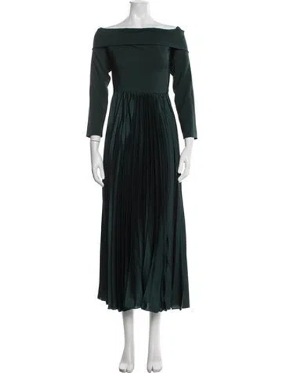 Pre-owned Hutch Off-the-shoulder Midi Length Dress In Green