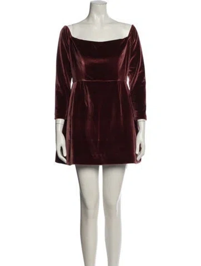 Pre-owned Hutch Off-the-shoulder Mini Dress In Burgundy