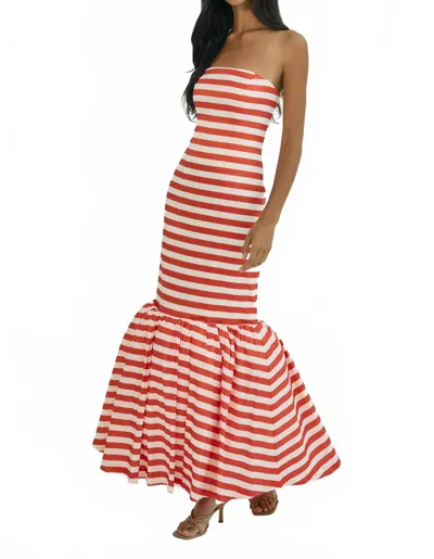Hutch Olina Maxi Gown In Ivory/red Nautical Stripe In Multi