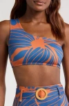Hutch One-shoulder Bikini Top In Copper Block Print Plumeria