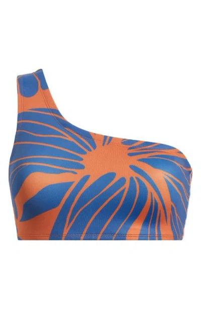 Hutch One-shoulder Bikini Top In Copper Block Print Plumeria