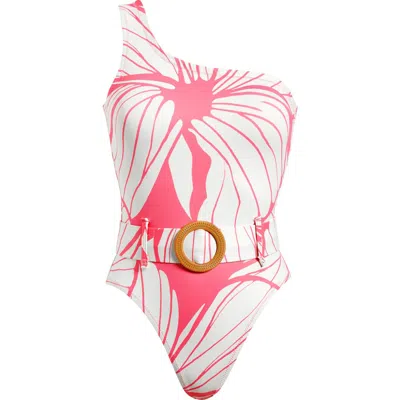 Hutch One-shoulder O-ring One-piece Swimsuit In Coral Block