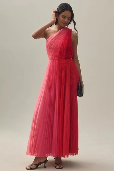 Hutch One-shoulder Tulle Maxi Dress In Red