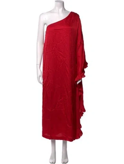 Pre-owned Hutch One-shoulder Long Dress In Red