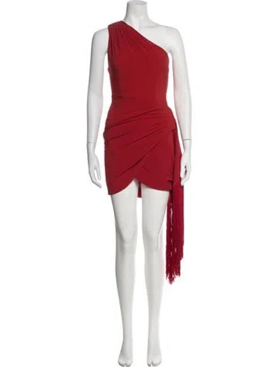 Pre-owned Hutch One-shoulder Mini Dress In Red