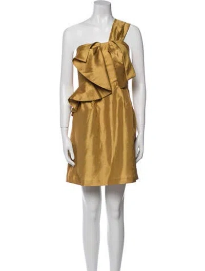 Pre-owned Hutch One-shoulder Mini Dress In Yellow