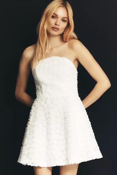 Hutch Patricia Textured Strapless Mini Dress In White