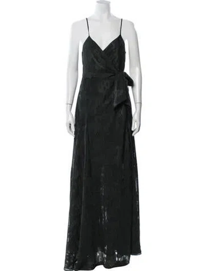 Pre-owned Hutch Patterned Long Dress In Black