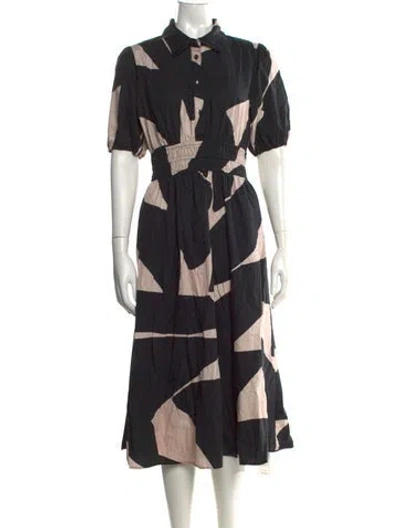 Pre-owned Hutch Patterned Midi Length Dress In Black