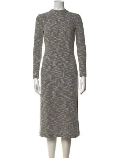 Pre-owned Hutch Patterned Midi Length Dress In Grey