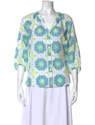 Pre-owned Hutch Patterned V-neck Blouse In Multi