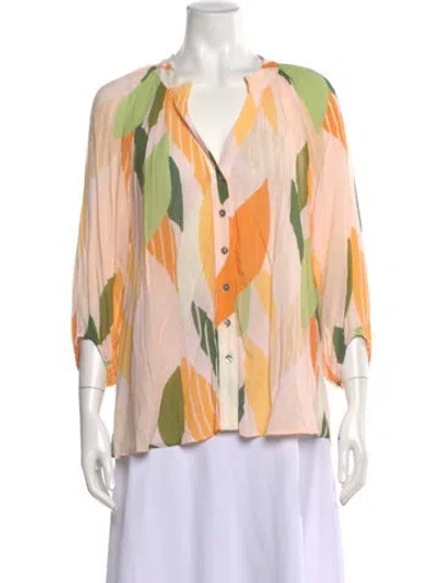 Pre-owned Hutch Patterned V-neck Blouse In Pink