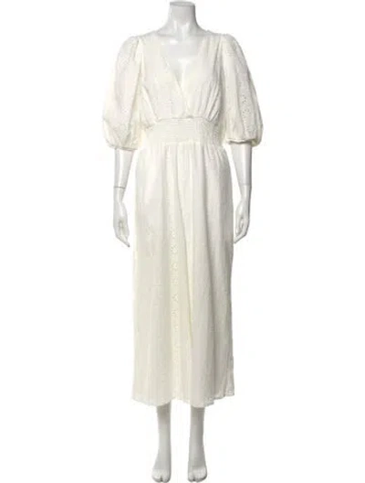 Pre-owned Hutch Patterned V-neck Jumpsuit In White