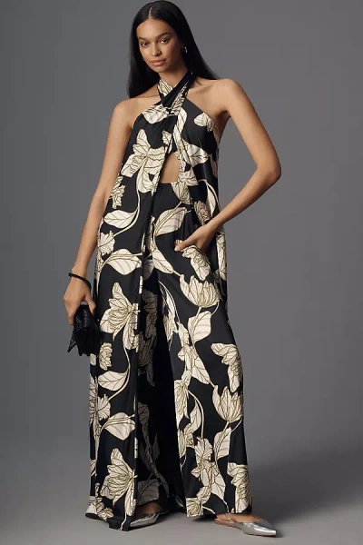 Hutch Pavy Tie Halter Wide-leg Jumpsuit In Multicolor