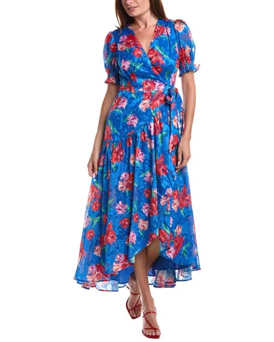 Hutch Pearl Wrap Maxi Dress In Blue