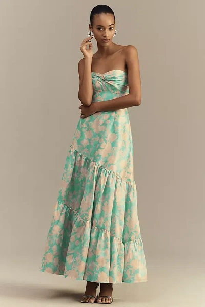 Hutch Phoebe Strapless Tiered Maxi Dress In Blue