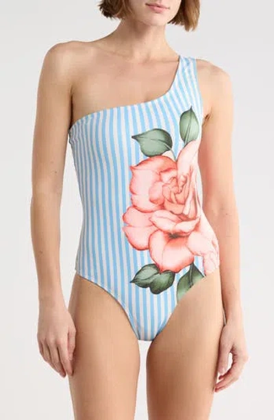 Hutch Placement Print One-shoulder One-piece Swimsuit In Multi